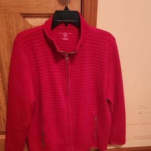 Karen Scott Women's Vibrant Red Bomber Jacket